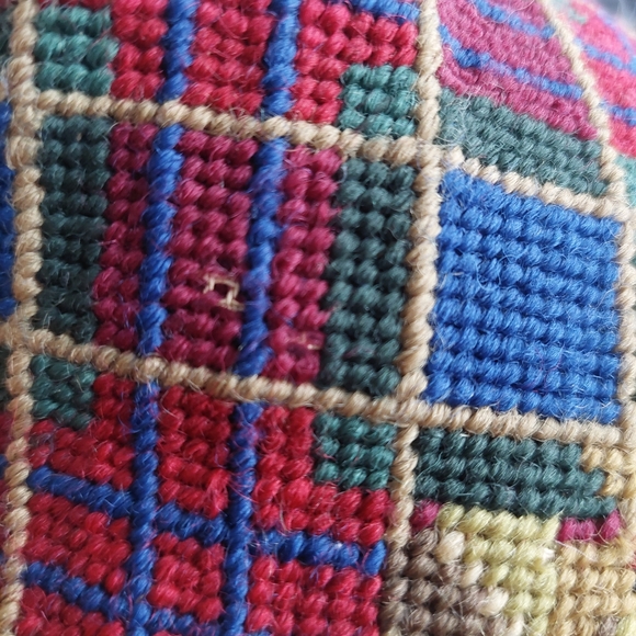 Lilian Vernon Floral Plaid Needle Point Pillow - Picture 5 of 7